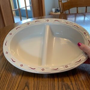 Longaberger Divided Serving Dish in Traditional Red.